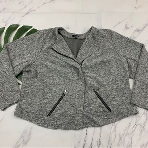 Torrid heather gray zip up moto style stretch knit jacket
